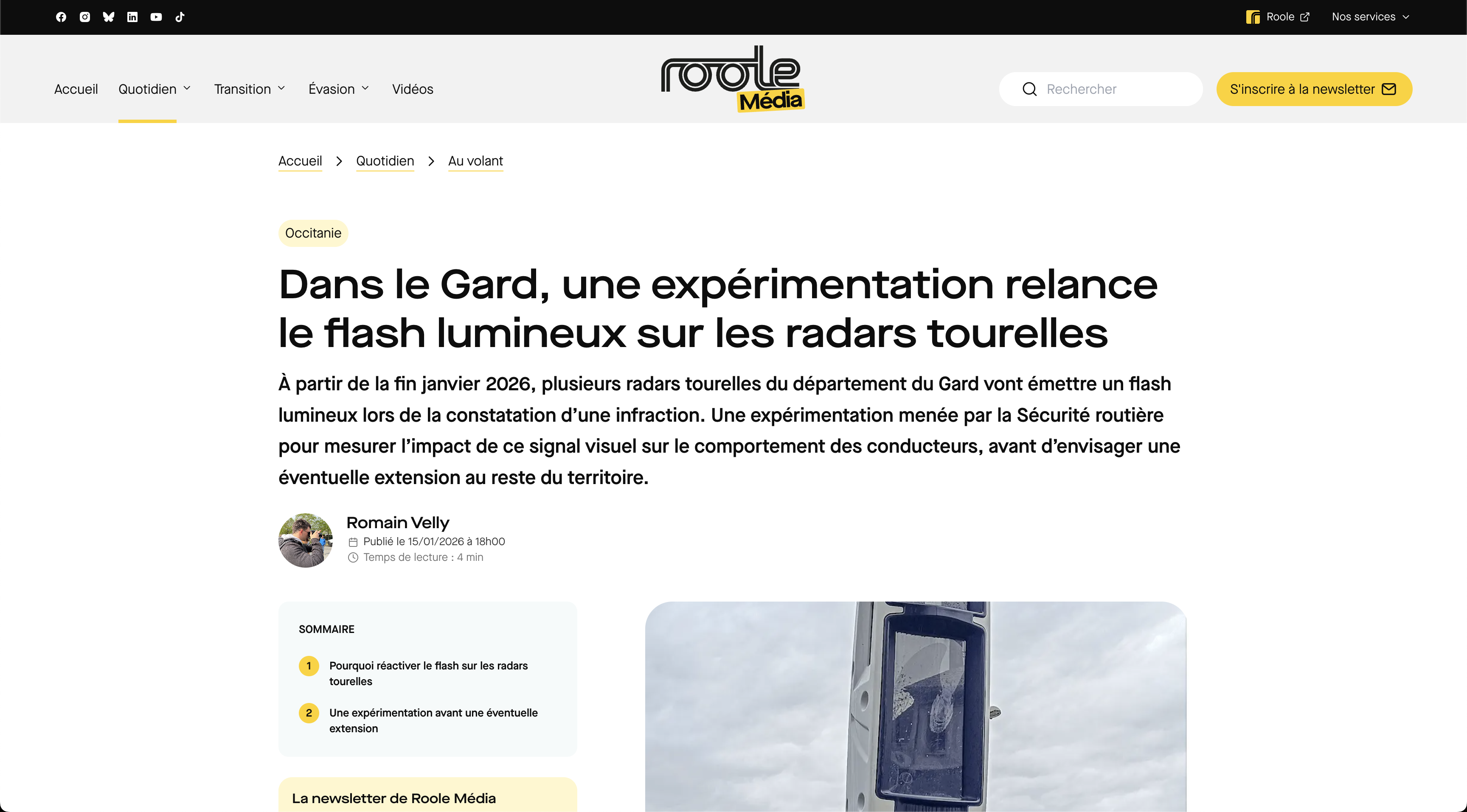 Page article du site Roole Média